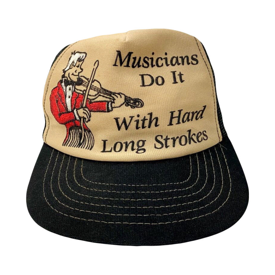 1980s "MUSICIANS DO WITH LONG HARD STROKES" TRUCKER HAT