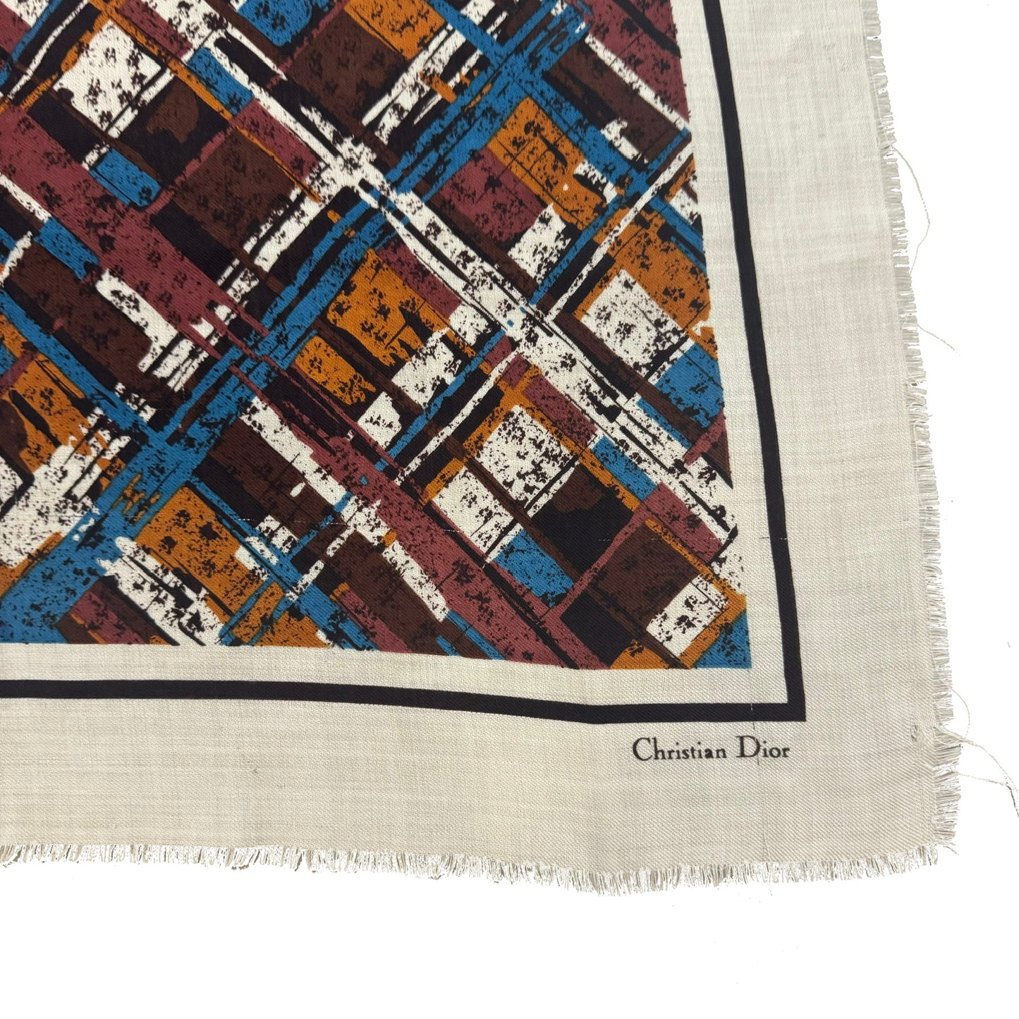 1980s CHRISTIAN DIOR ART DECO SQUARE SILK SCARF