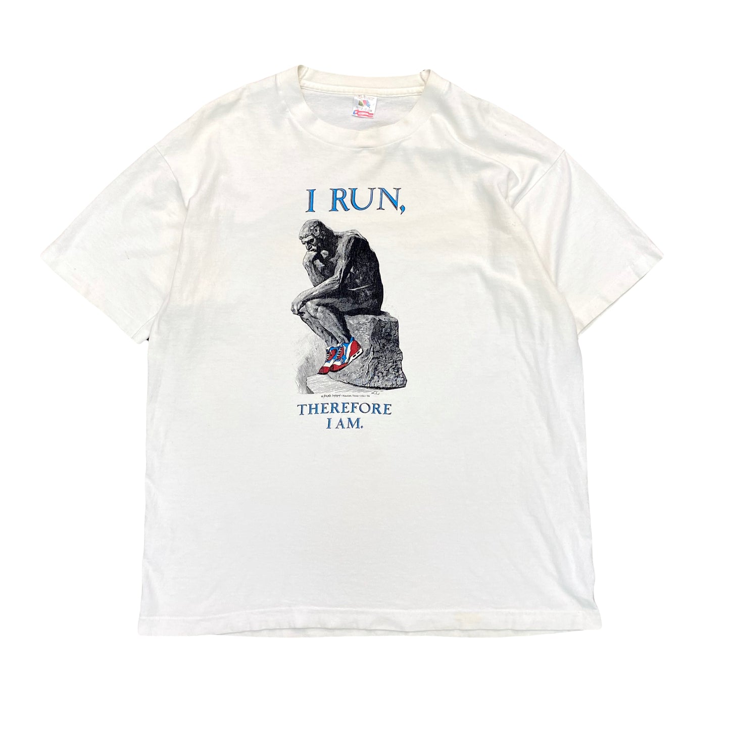 1990s "I RUN THEREFORE I AM" THE THINKER TEE (XL)
