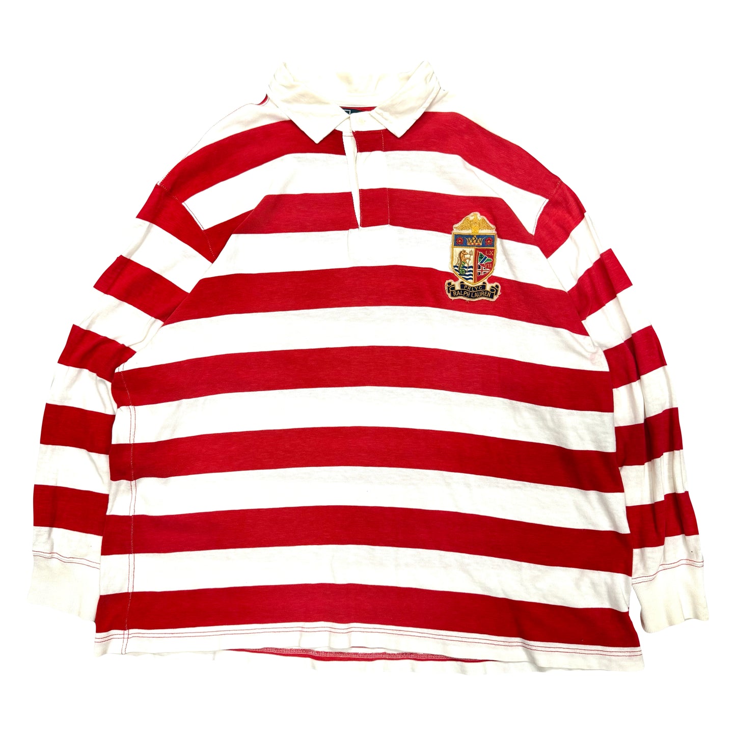 1990s POLO RALPH LAUREN STRIPED CREST RUGBY POLO (3XLB)