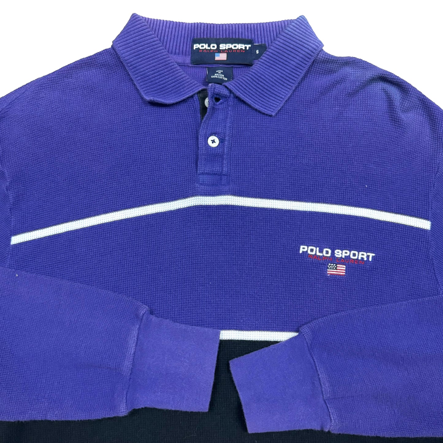 1990s POLO SPORT WAFFLE POLO SHIRT (S)
