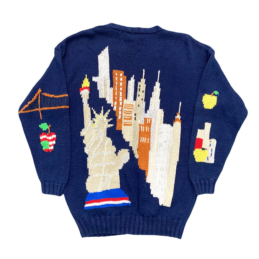 1980s NEW YORK CITY HAND KNIT CARDIGAN (M)