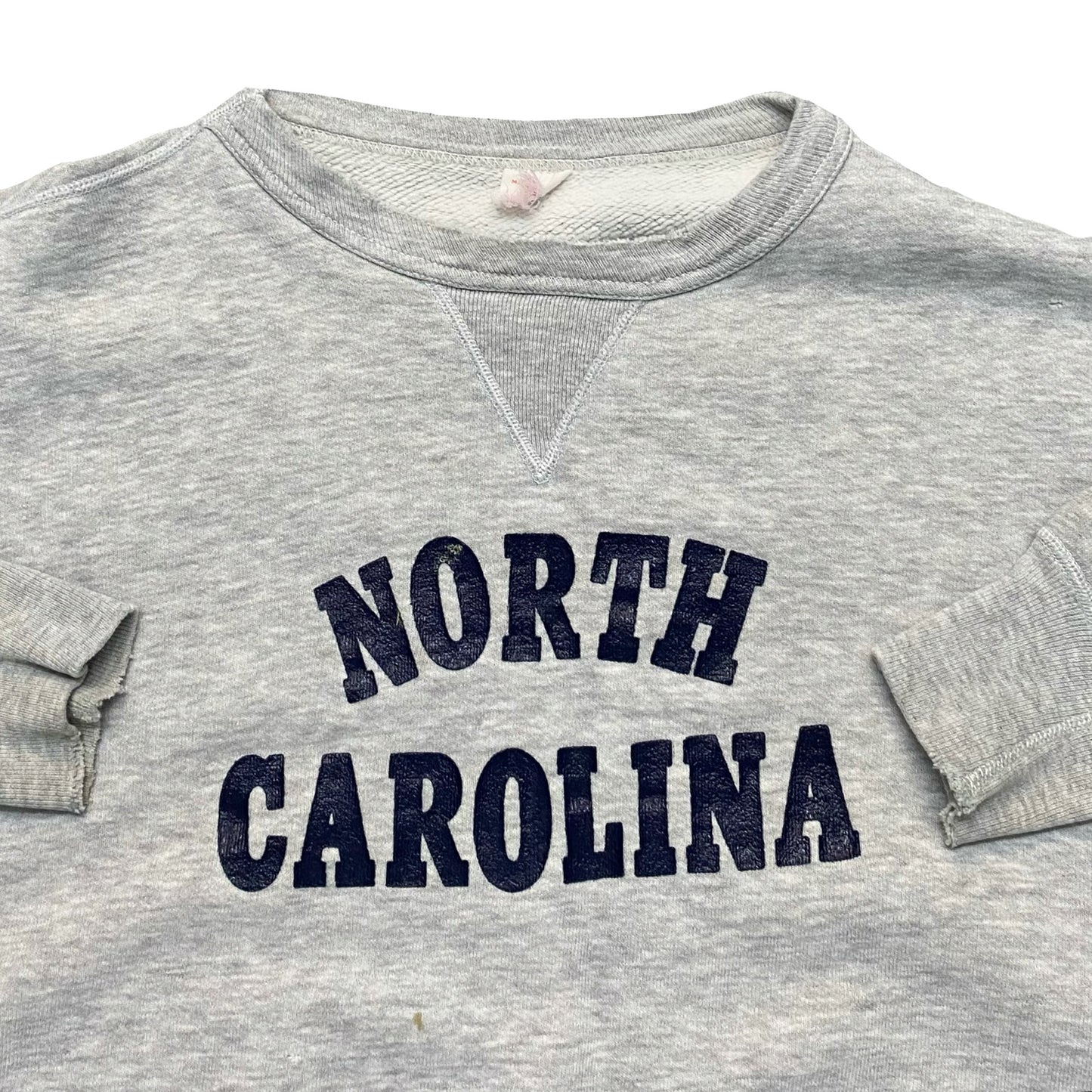 1960s FLOCKED SINGLE V NORTH CAROLINA SWEATSHIRT (L)