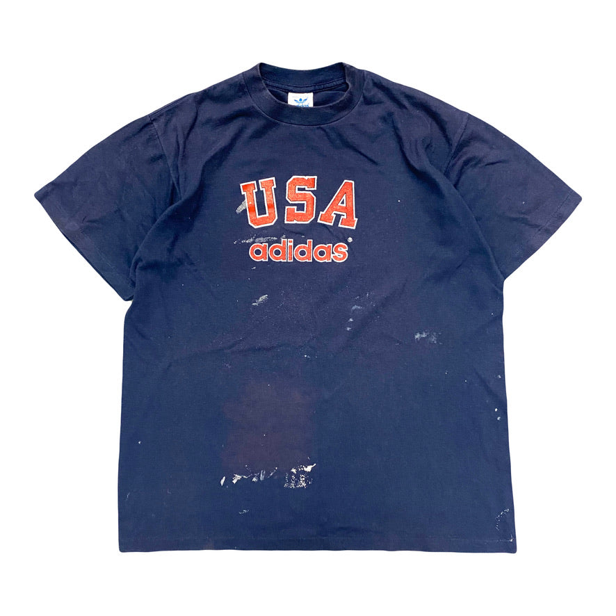 1980s ADIDAS USA PAINT SPLATTER TEE (L)