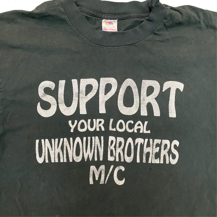 1990s "SUPPORT YOUR LOCAL UNKNOWN BROTHERS M/C" TEE (XL)