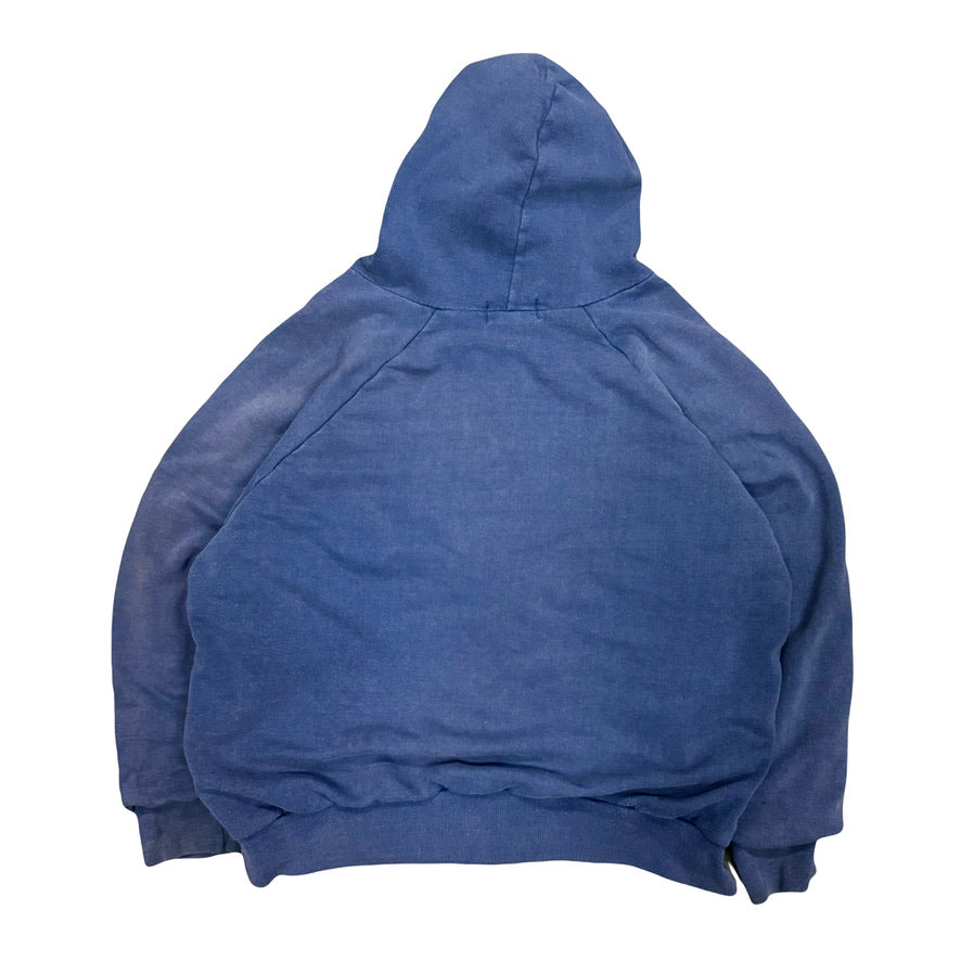 1980s FADED WAFFLE KNIT HEAVYWEIGHT HOODED ZIPPER (L)