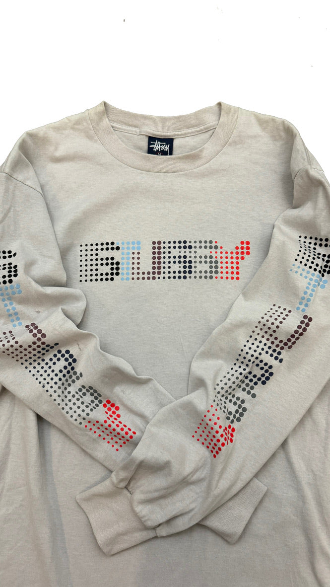 1990s STÜSSY PIXEL SPELLOUT LONG SLEEVE (M)