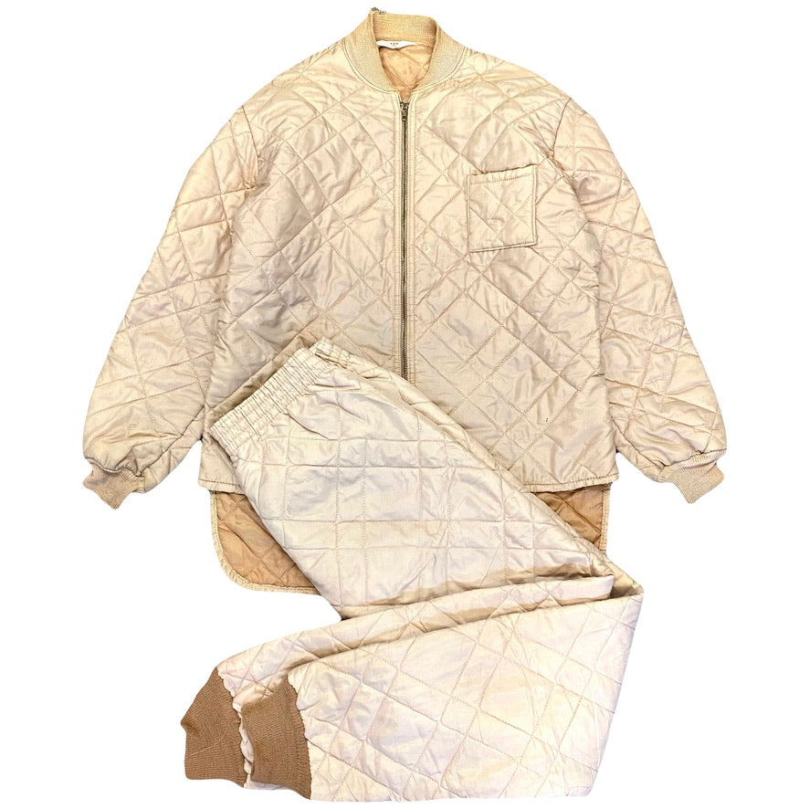 1970s QUILTED LIGHTWEIGHT WORKWEAR SET (M)