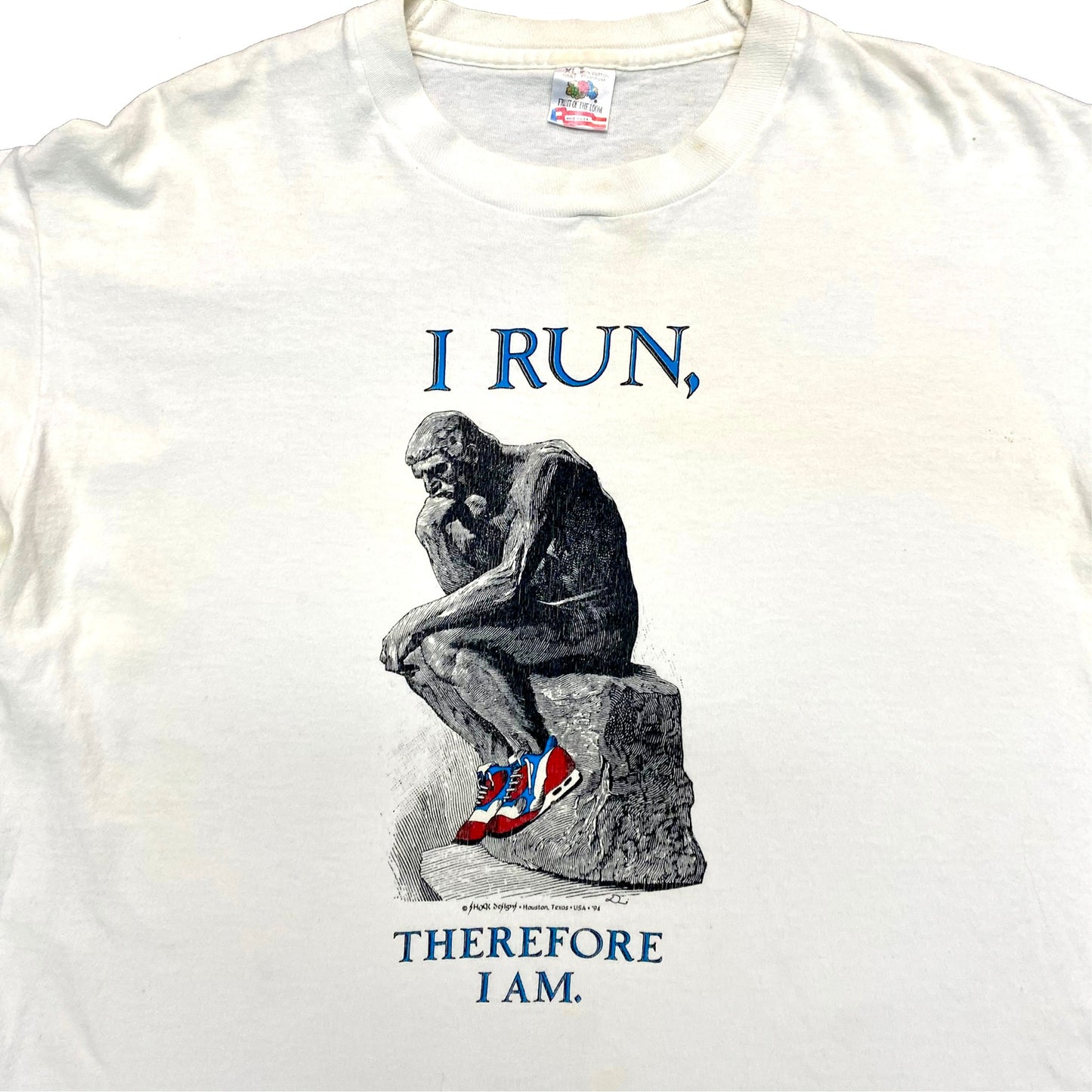 1990s "I RUN THEREFORE I AM" THE THINKER TEE (XL)