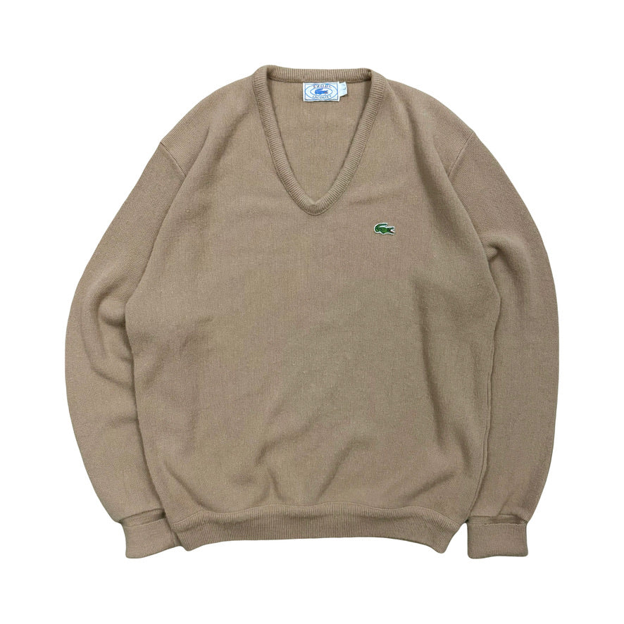 1980s LACOSTE IZOD V NECK SWEATER (L)