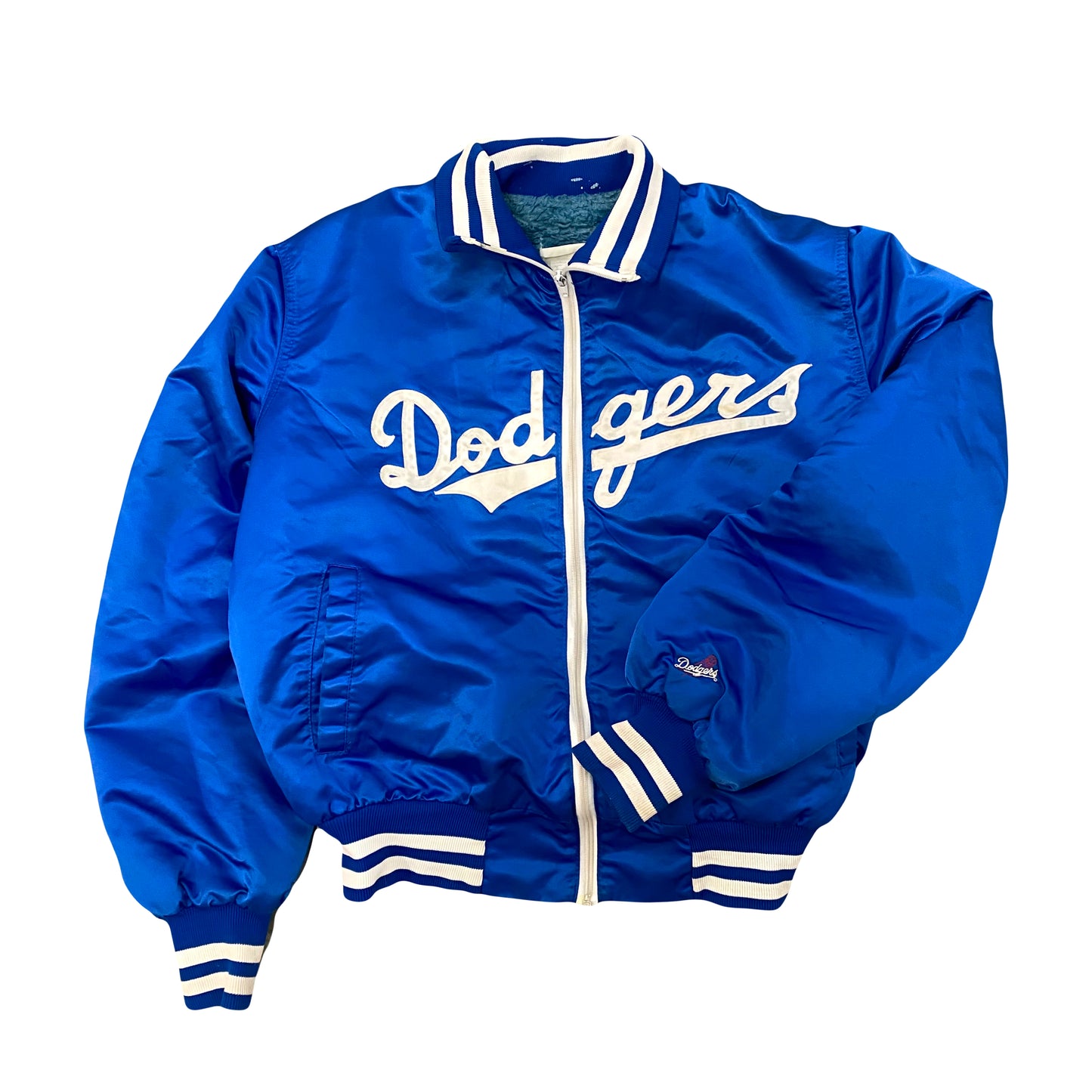 1980s LA DODGERS SATIN FUR LINED JACKET (L)