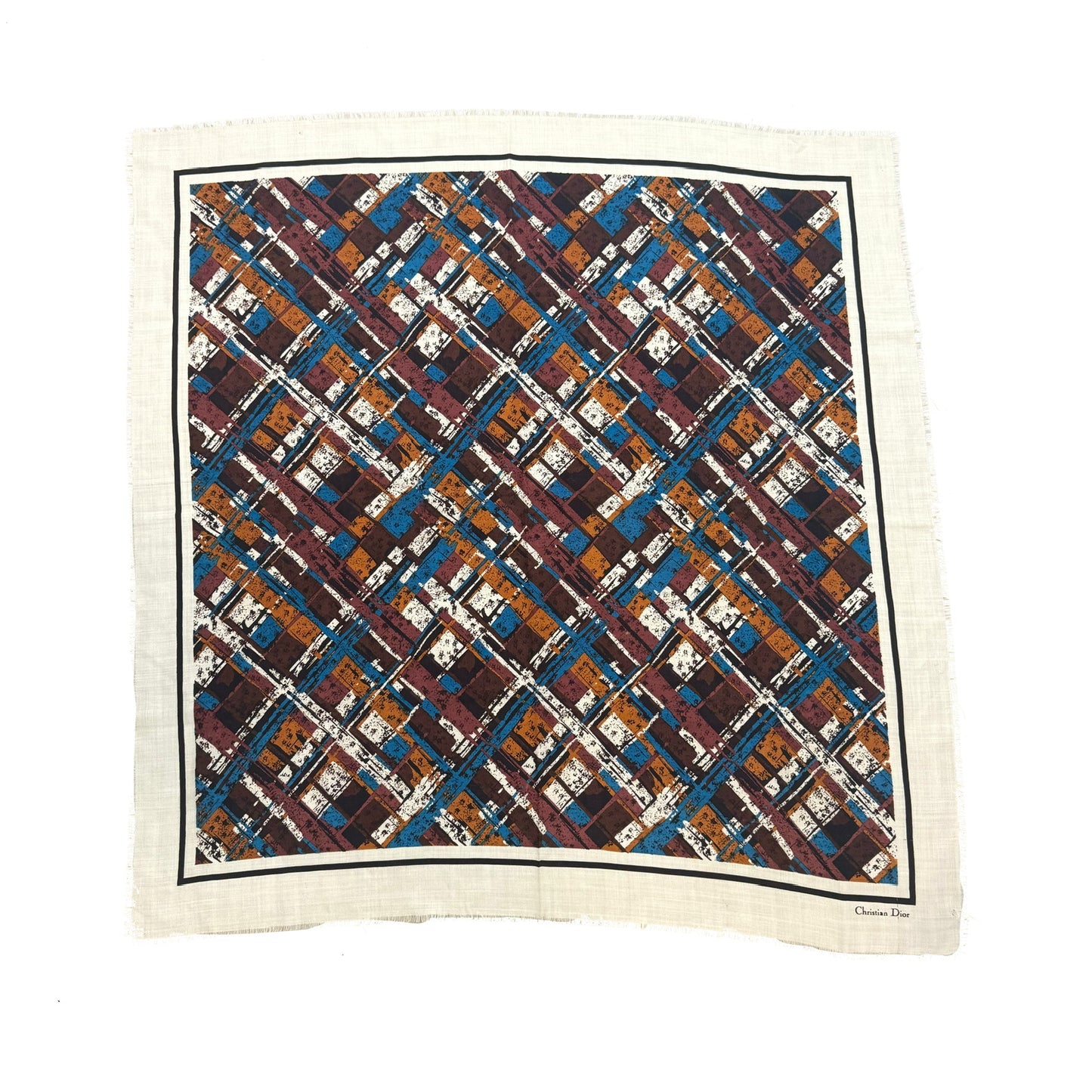 1980s CHRISTIAN DIOR ART DECO SQUARE SILK SCARF