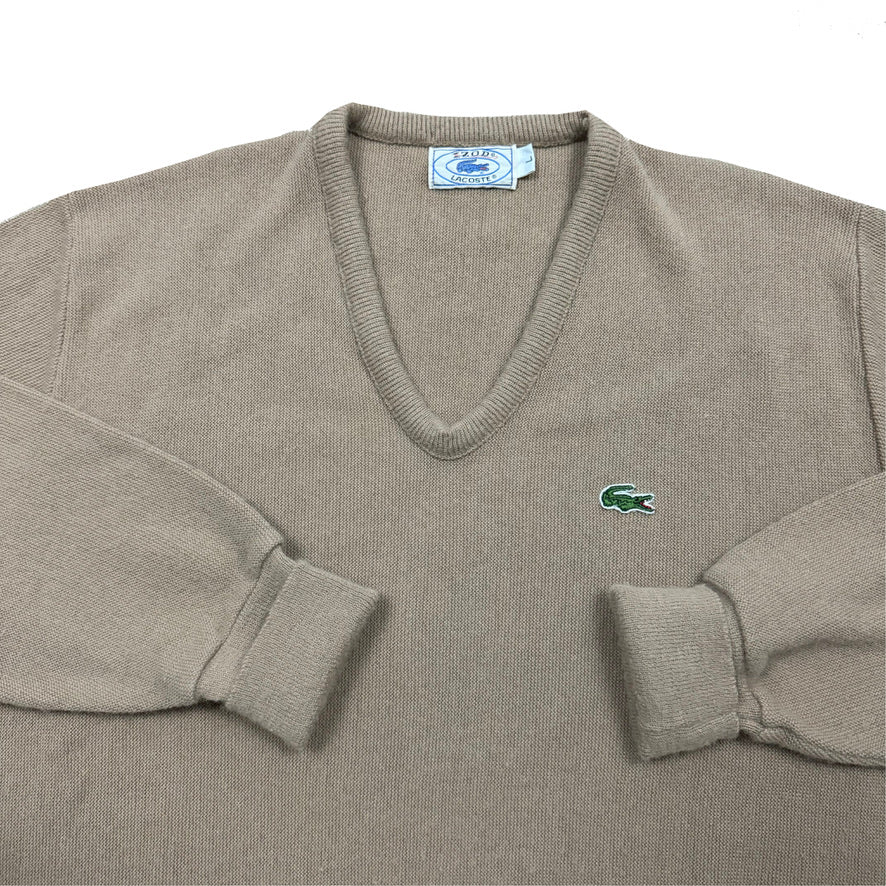 1980s LACOSTE IZOD V NECK SWEATER (L)