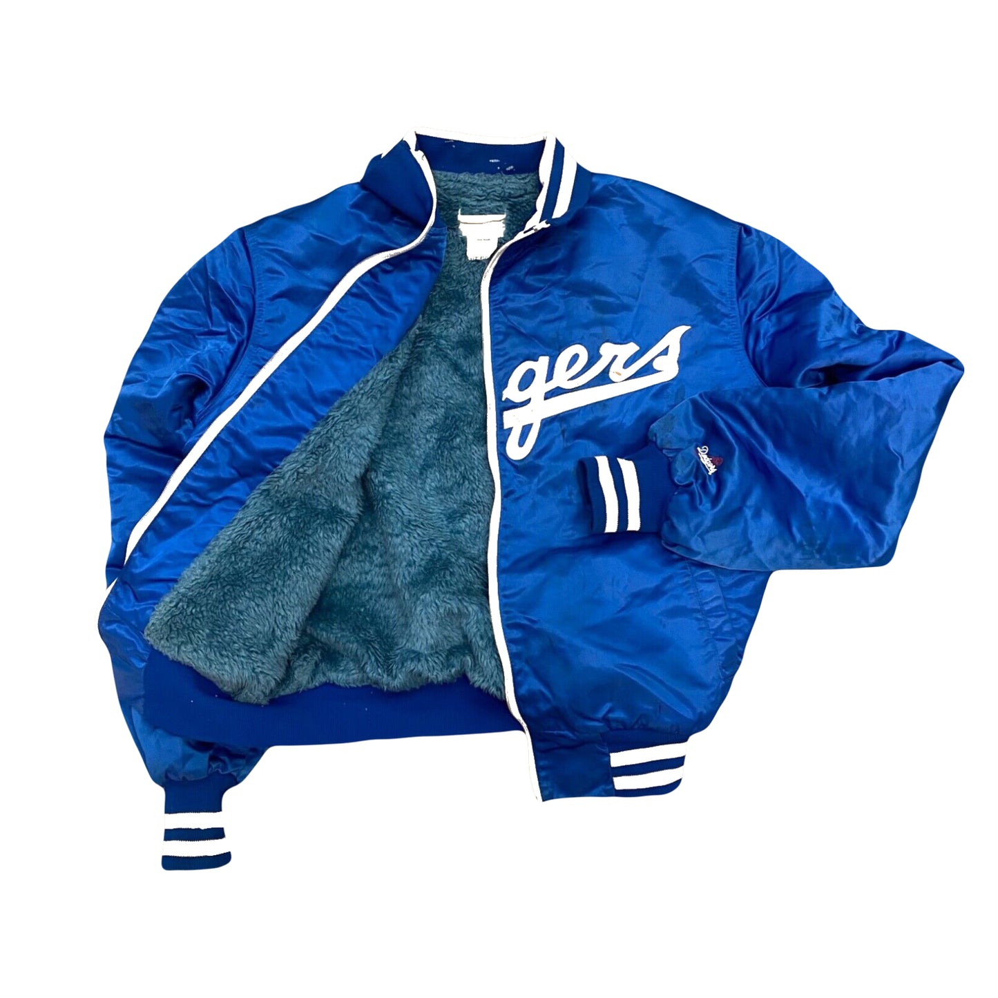 1980s LA DODGERS SATIN FUR LINED JACKET (L)