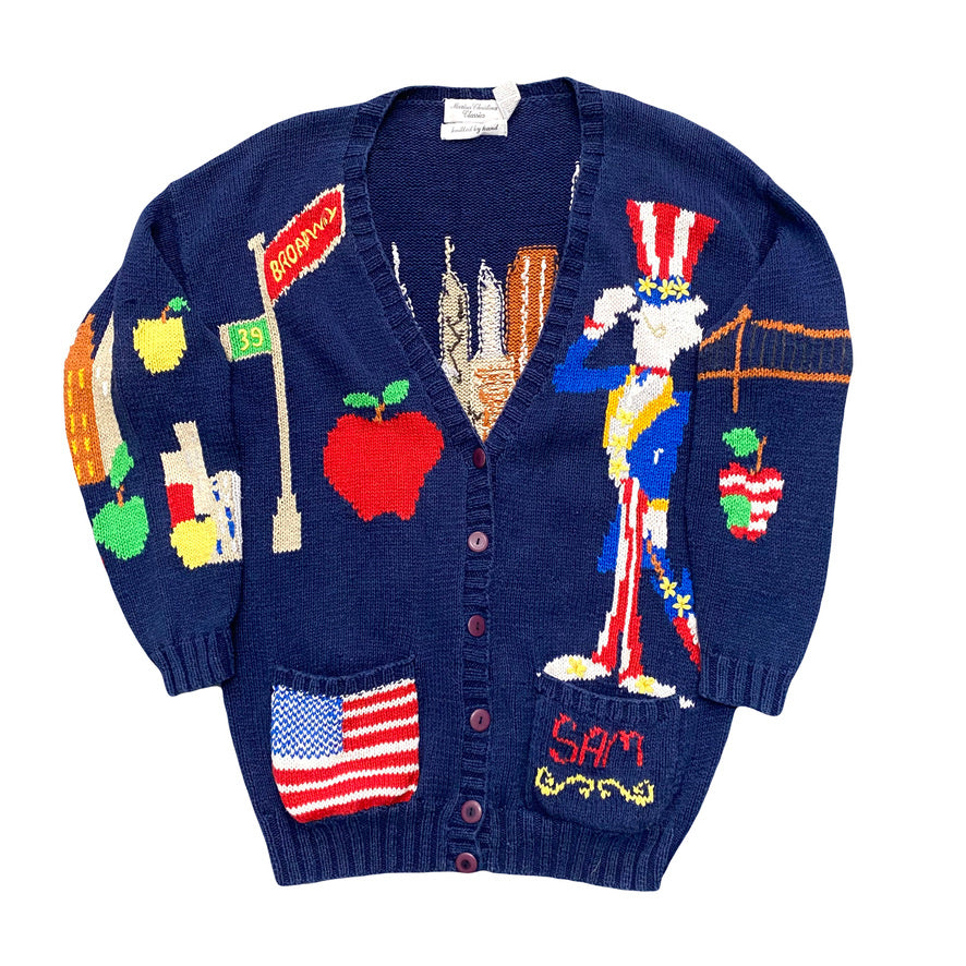 1980s NEW YORK CITY HAND KNIT CARDIGAN (M)
