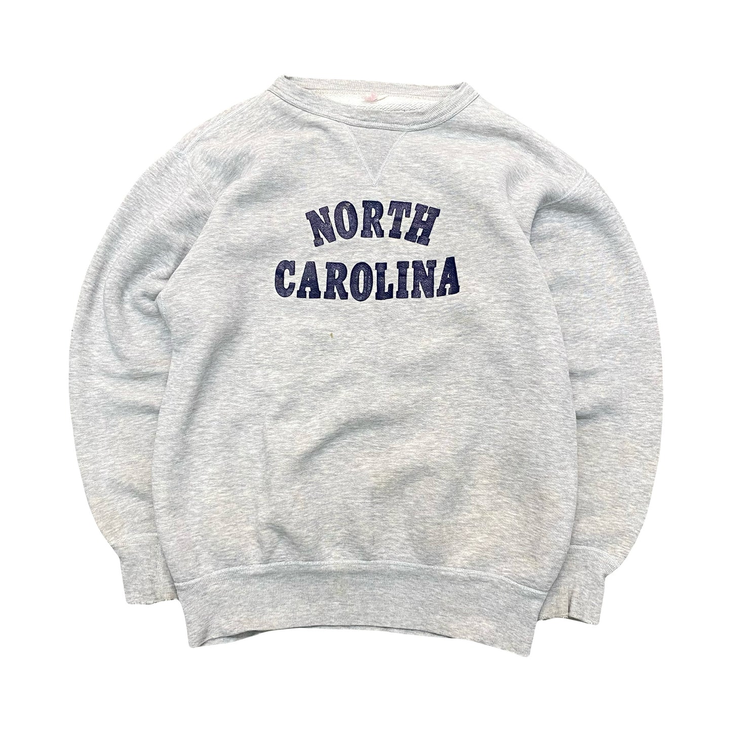 1960s FLOCKED SINGLE V NORTH CAROLINA SWEATSHIRT (L)