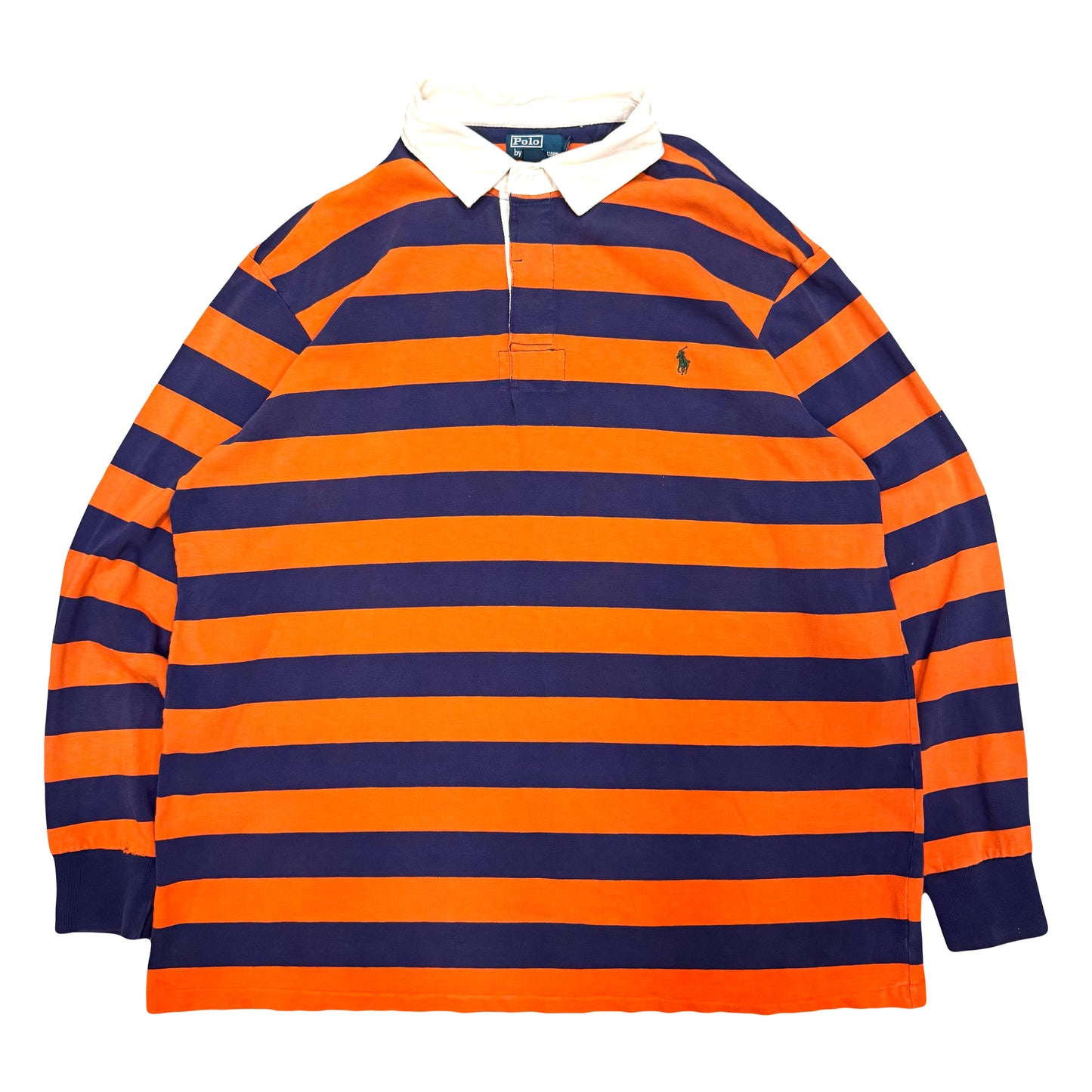 1990s POLO RALPH LAUREN STRIPED CANVAS RUGBY POLO (3XLT)