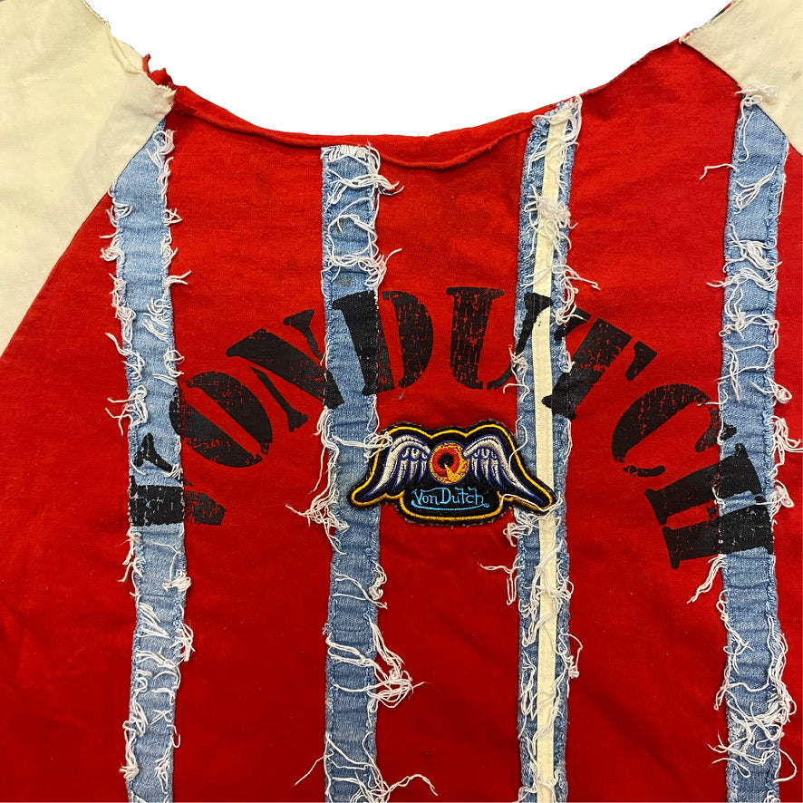 2000s VON DUTCH CUT & SEW LOGO RAGLAN TEE (L)