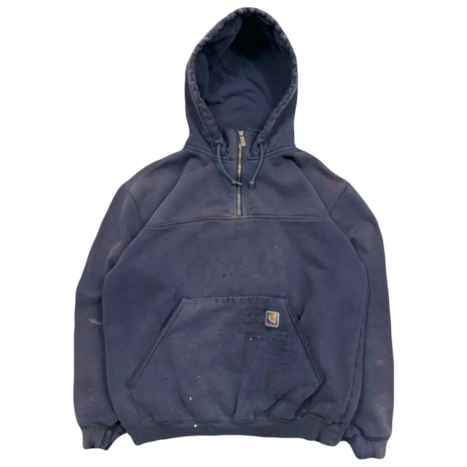 2000s FADED CARHARTT HOODED 1/4 ZIP SWEATSHIRT (L)