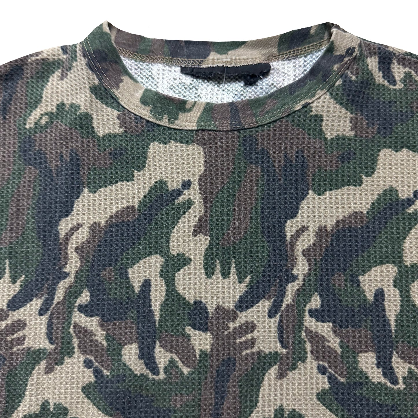 1980s WOODLAND CAMO WAFFLE KNIT TEE (S)