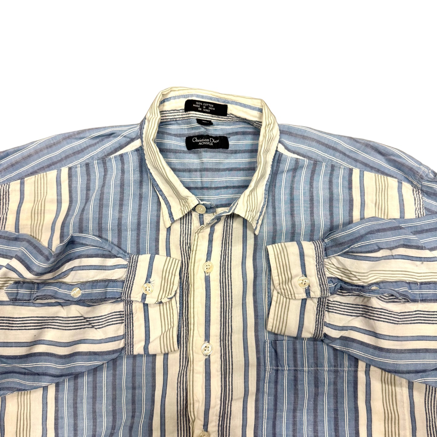 1980s CHRISTIAN DIOR MONSIEUR BUTTON DOWN 100% COTTON (XL)