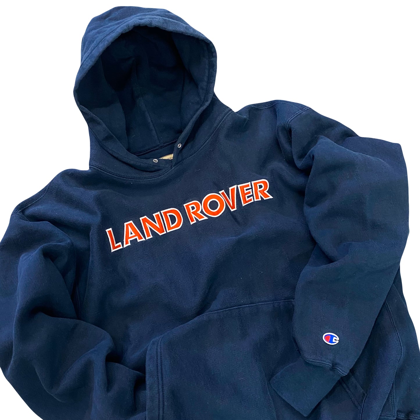 1990s LAND ROVER CHAMPION REVERSE WEAVE HOODIE (XL)