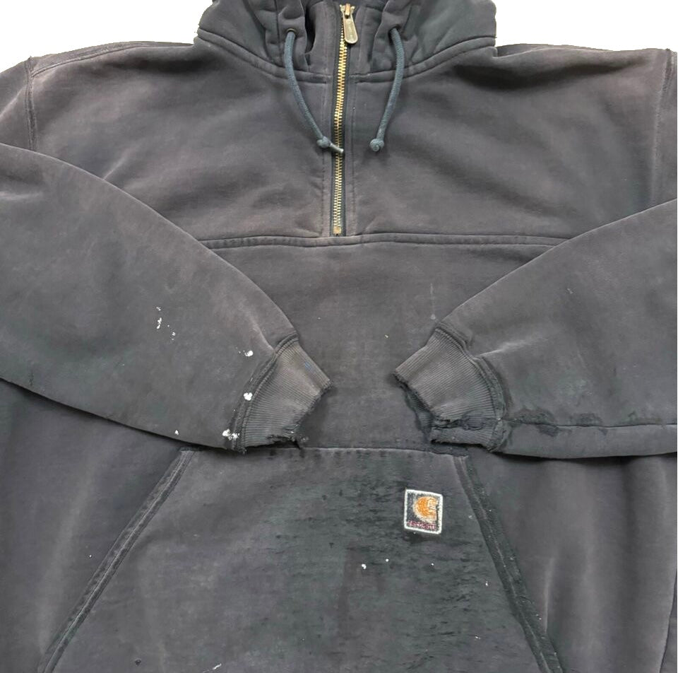 2000s FADED CARHARTT HOODED 1/4 ZIP SWEATSHIRT (L)