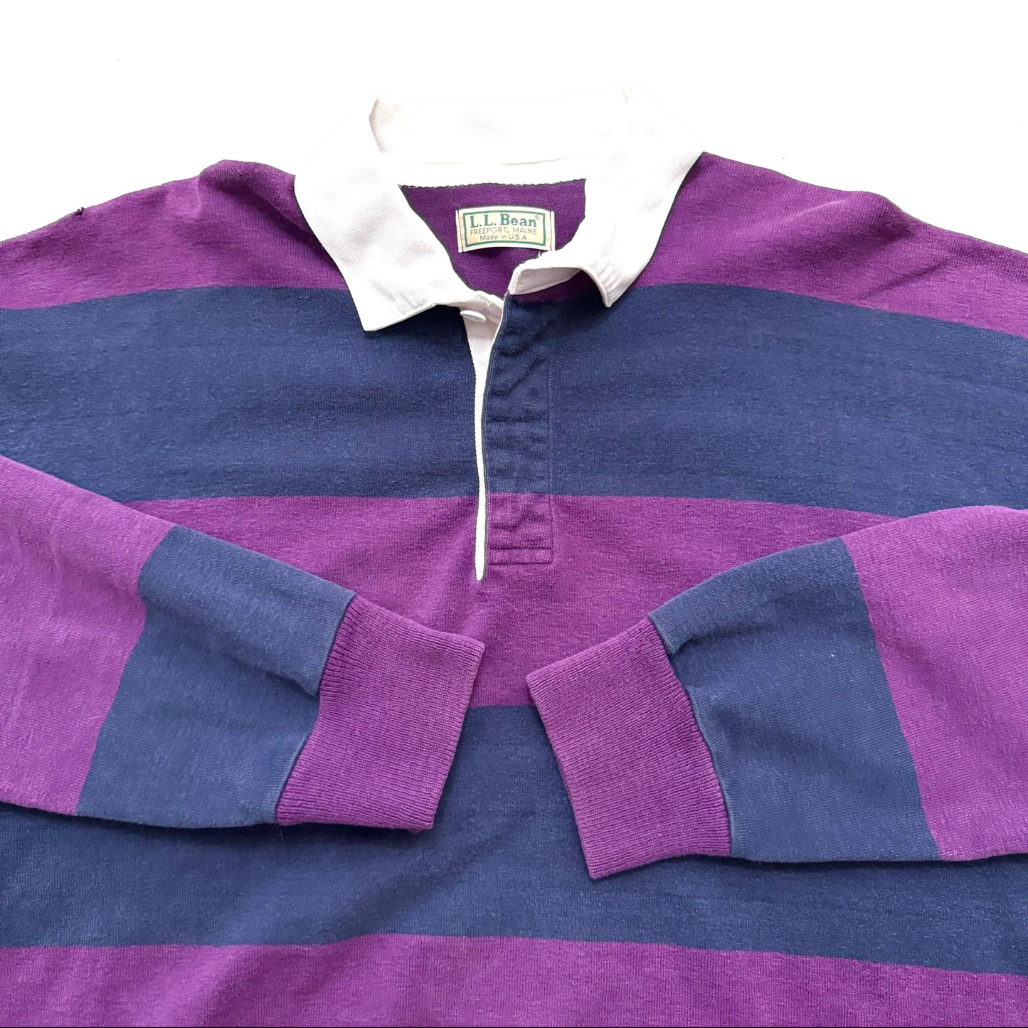 1990s L.L BEAN STRIPED RUGBY POLO SHIRT (XL)