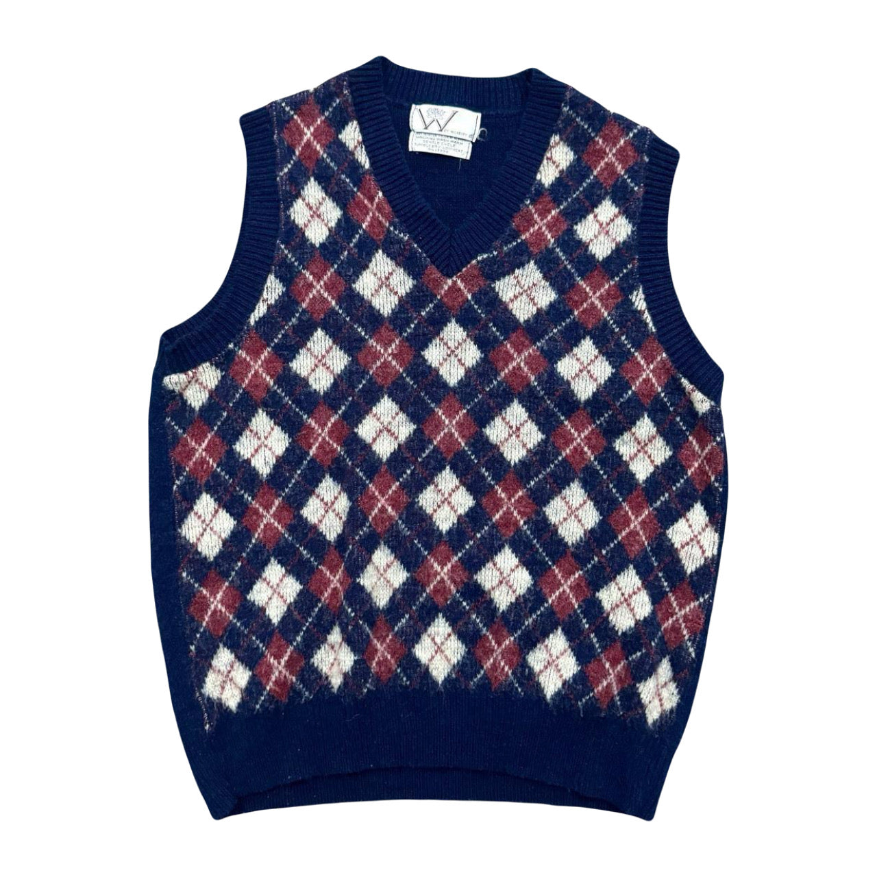 1980s WICKBURY ACRYLIC ARGYLE SWEATER VEST (M)