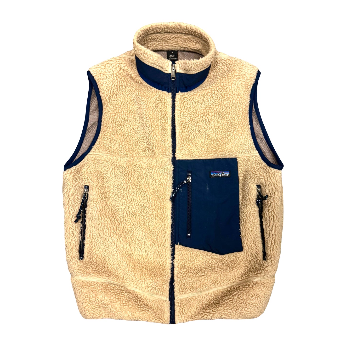 1990s PATAGONIA DEEP PILE OATMEAL SHERPA JACKET VEST (M)