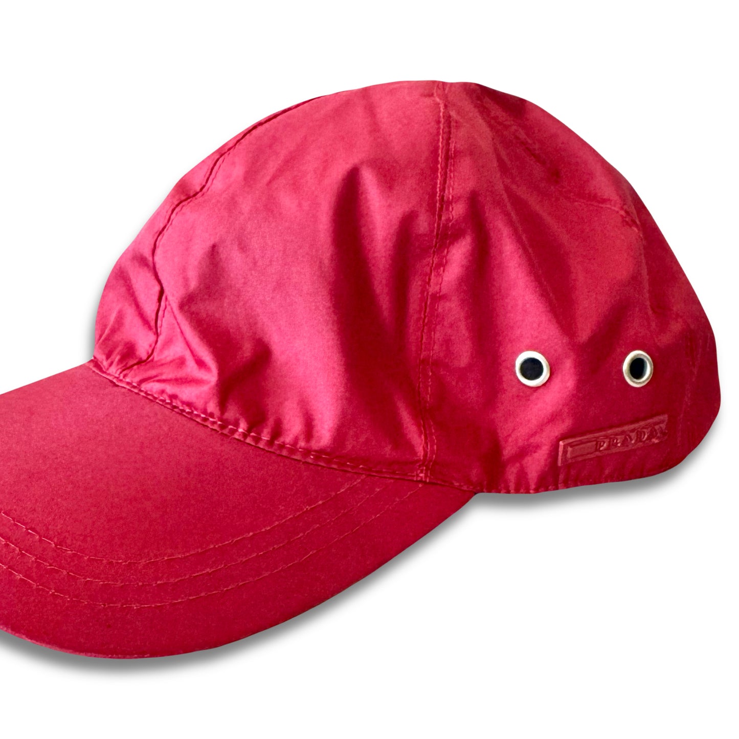 2000s PRADA SPORT RED TAB 6 PANEL BASEBALL CAP (L)