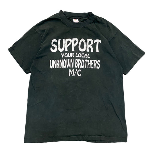 1990s FADED SUPPORT YOUR LOCAL UNKNOWN BROTHERS M/C TEE (XL)