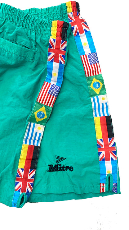 1980s MITRE INTERNATIONAL FLAG SHORTS (S)