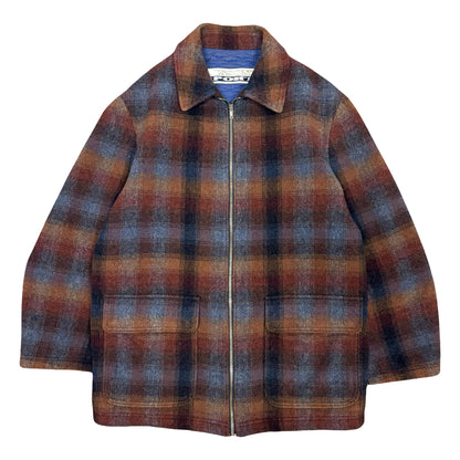 1980s MISSONI SPORT PLAID WOOL QUILT LINED JACKET (L)