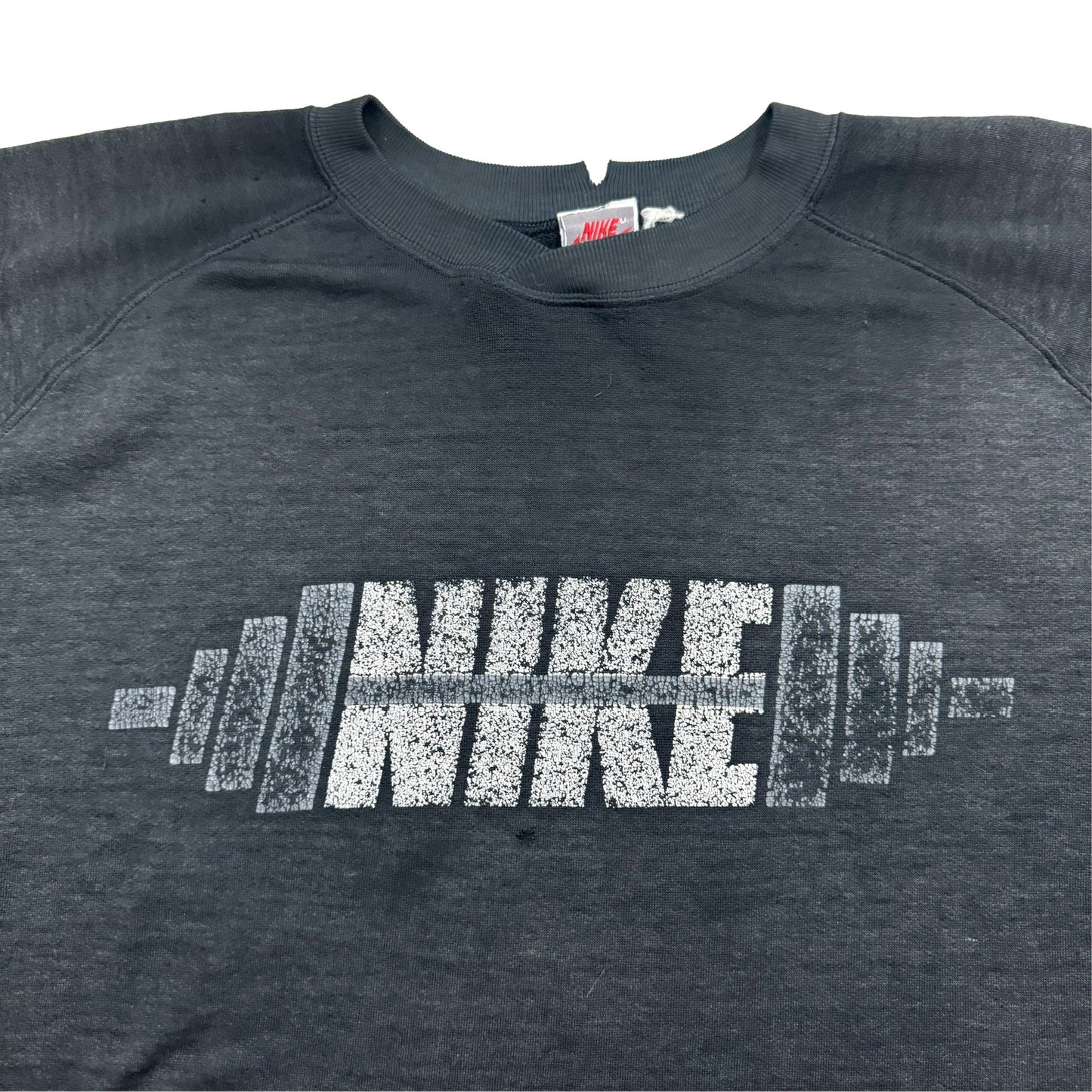 1980s NIKE DUMBBELL RAGLAN FADED SWEATSHIRT (XL)