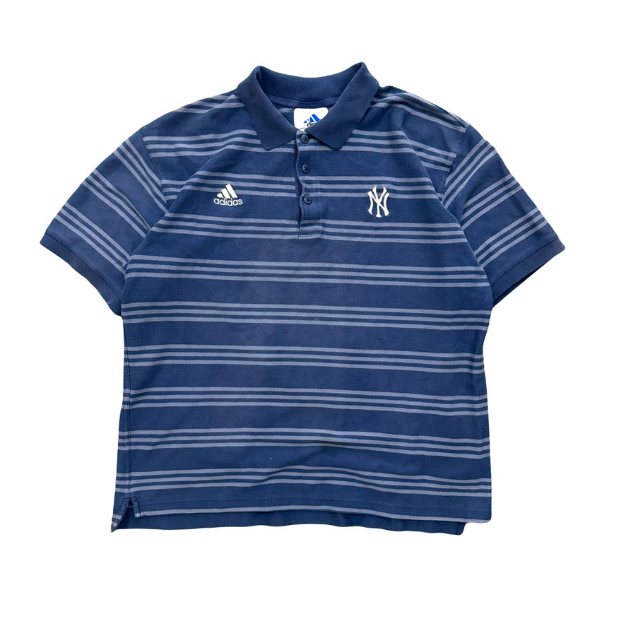 1990s NEW YORK YANKEES ADIDAS STRIPED POLO SHIRT (L)