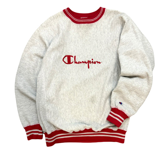 1990s CHAMPION SCRIPT RIBBED SWEATSHIRT (L)