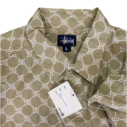 2000s STÜSSY DOUBLE "S" MONOGRAM S/S BUTTON DOWN SHIRT (L)