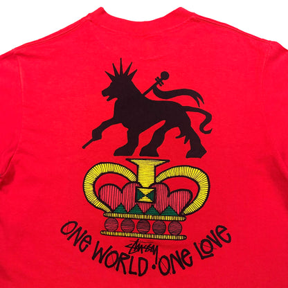 1980s STÜSSY ONE WORLD ONE LOVE LION TEE (L)