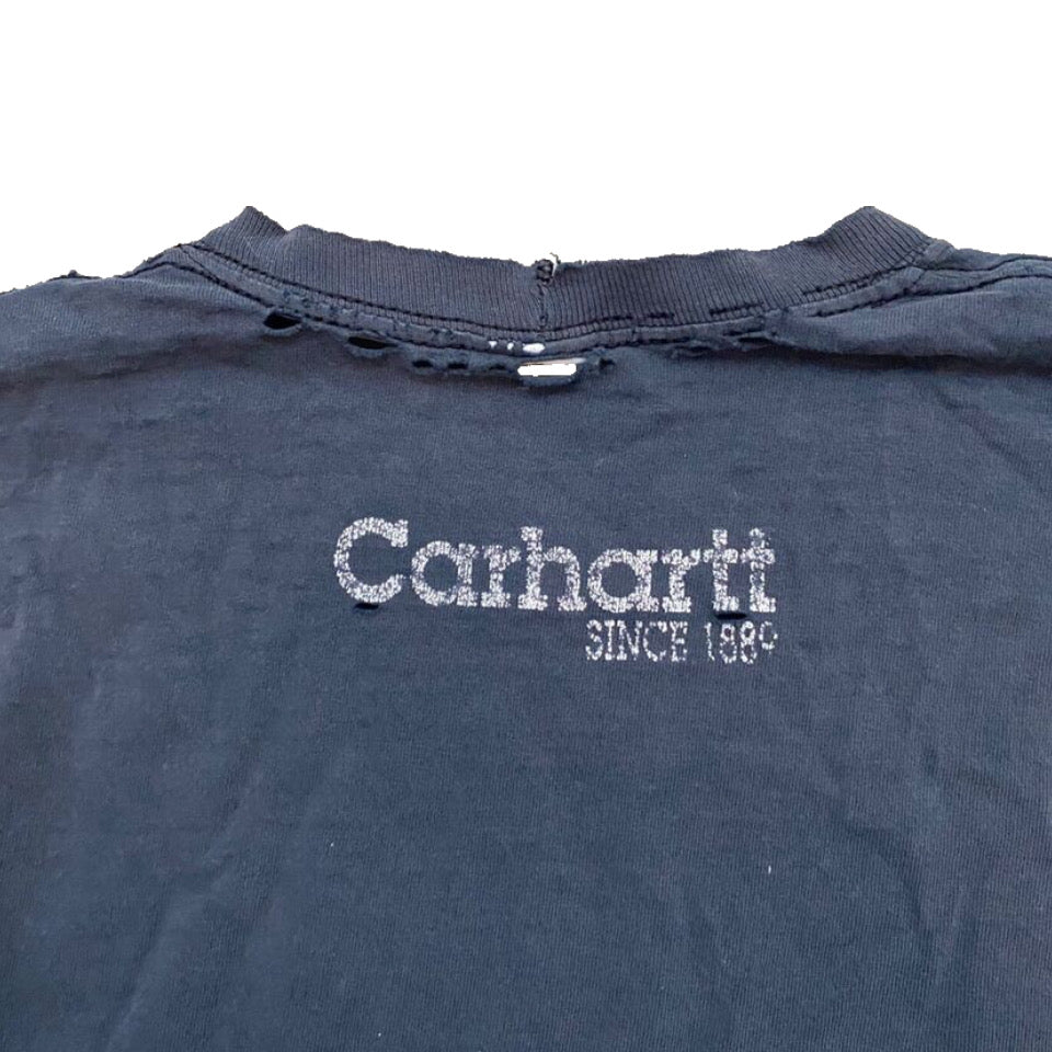 2000s CARHARTT THRASHED LONG SLEEVE SPELLOUT TEE (M)