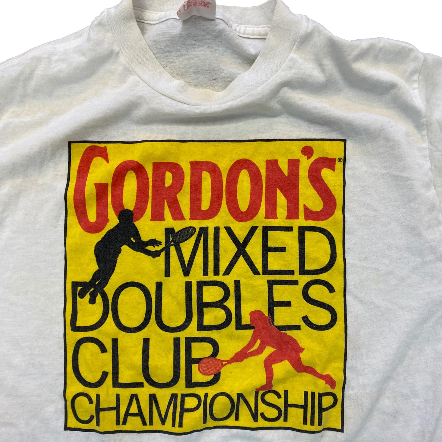 1980s GORDON'S GIN MIXED DOUBLES TENNIS GRAPHIC TEE (L)