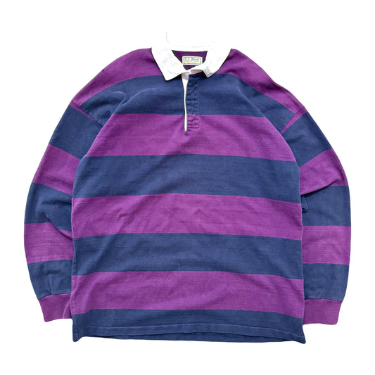 1990s L.L BEAN STRIPED RUGBY POLO SHIRT (XL)