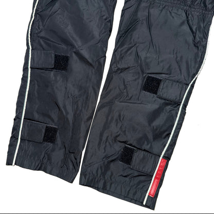 2000s PRADA TECHNICAL NYLON RED TAB TRACK PANTS (46)