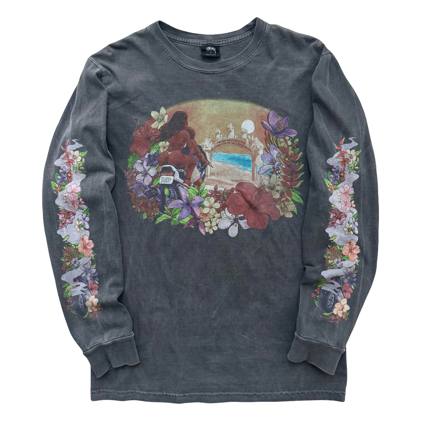 STÜSSY FLORAL BIKER LONG SLEEVE (S)