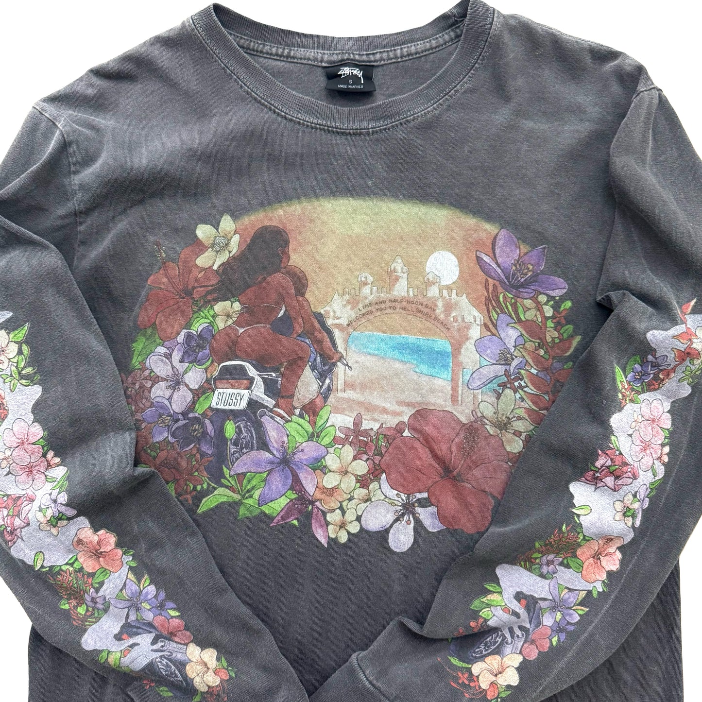 STÜSSY FLORAL BIKER LONG SLEEVE (S)