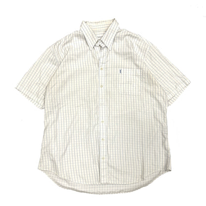 2000s YVES SAINT LAURENT CHECKERED SHORT SLEEVE SHIRT (XL)