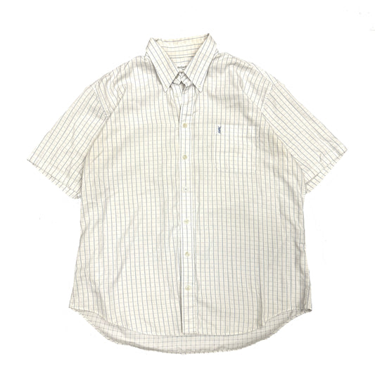 2000s YVES SAINT LAURENT CHECKERED SHORT SLEEVE SHIRT (XL)