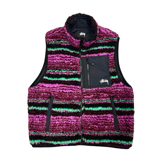 STÜSSY DEEP PILE GRAPE STRIPED VEST (S)