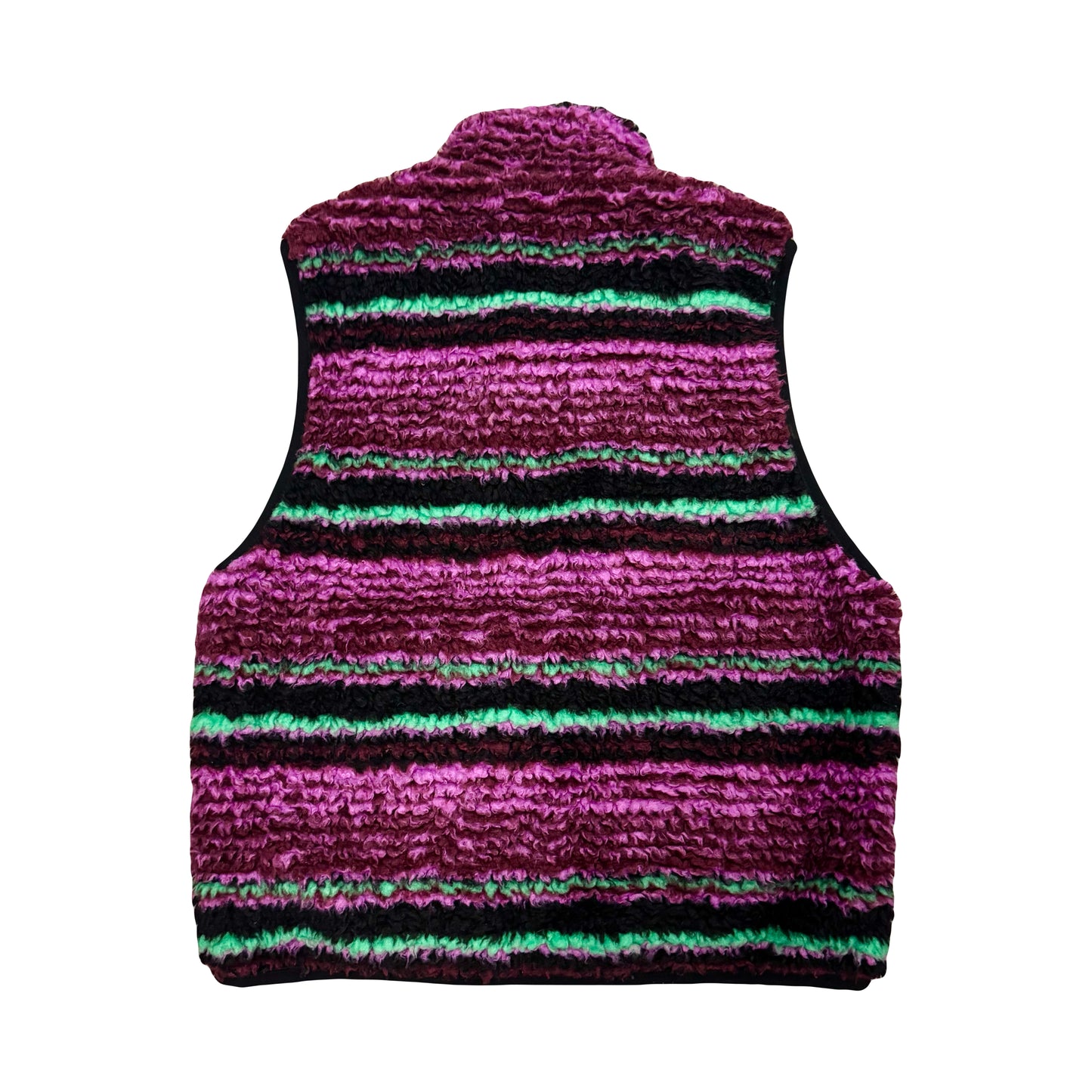 STÜSSY SHERPA DEEP PILE FLEECE GRAPE STRIPED VEST (L)