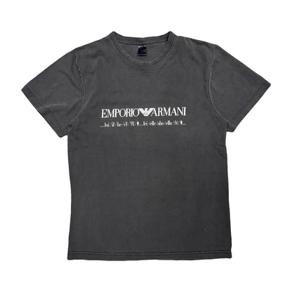 1990s FADED EMPORIO ARMANI PRONOUNS GRAPHIC TEE (M)